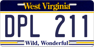 WV license plate DPL211