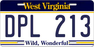WV license plate DPL213