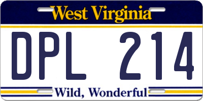 WV license plate DPL214