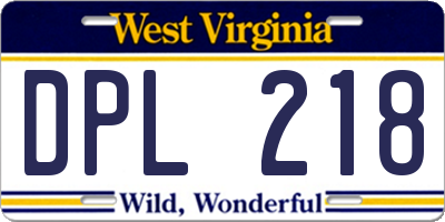 WV license plate DPL218