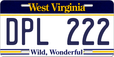 WV license plate DPL222