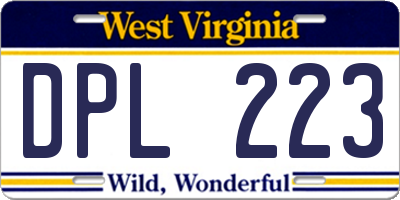WV license plate DPL223