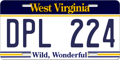 WV license plate DPL224