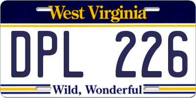 WV license plate DPL226