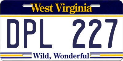 WV license plate DPL227