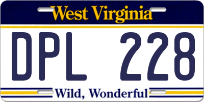 WV license plate DPL228