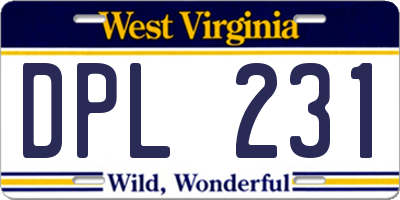 WV license plate DPL231