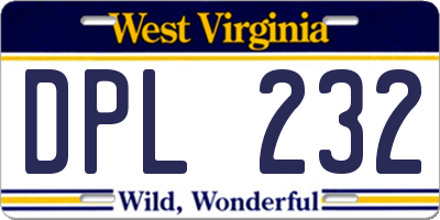 WV license plate DPL232