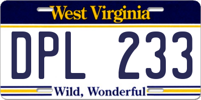 WV license plate DPL233