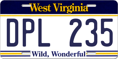 WV license plate DPL235
