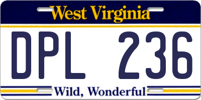 WV license plate DPL236