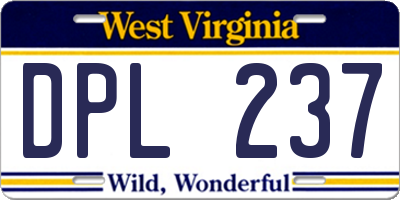 WV license plate DPL237