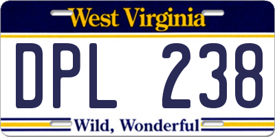 WV license plate DPL238