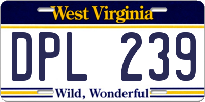 WV license plate DPL239