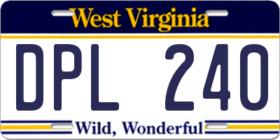 WV license plate DPL240