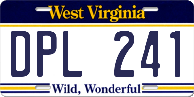 WV license plate DPL241