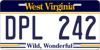 WV license plate DPL242