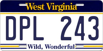WV license plate DPL243