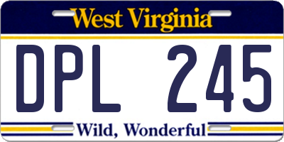 WV license plate DPL245
