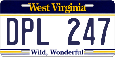 WV license plate DPL247