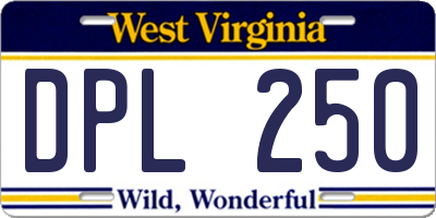 WV license plate DPL250