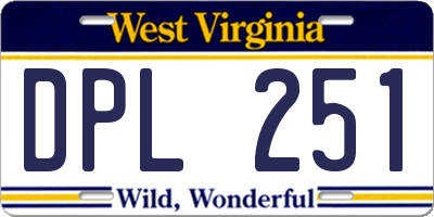 WV license plate DPL251