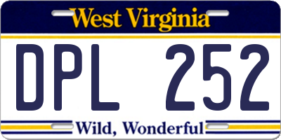 WV license plate DPL252