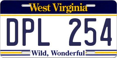 WV license plate DPL254