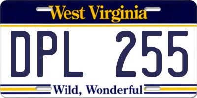 WV license plate DPL255