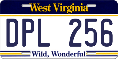 WV license plate DPL256