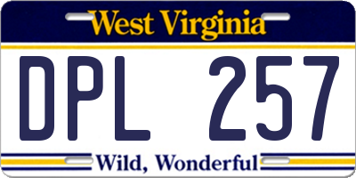 WV license plate DPL257