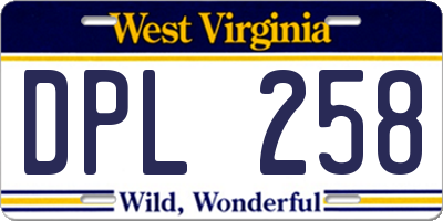 WV license plate DPL258