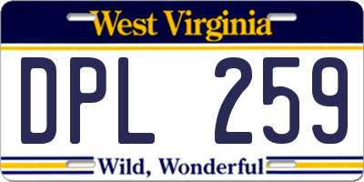 WV license plate DPL259