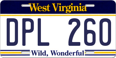 WV license plate DPL260