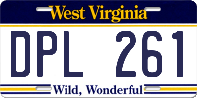 WV license plate DPL261