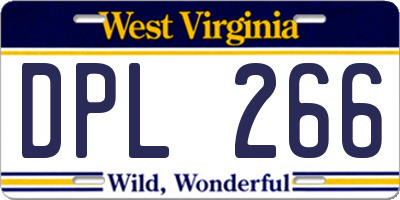 WV license plate DPL266