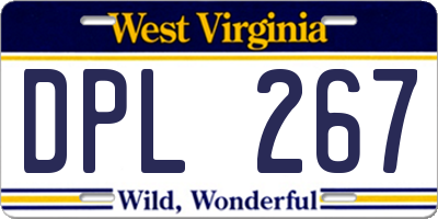 WV license plate DPL267