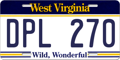 WV license plate DPL270