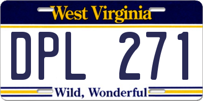 WV license plate DPL271