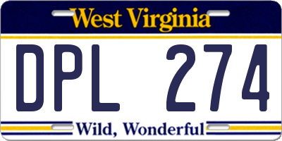 WV license plate DPL274