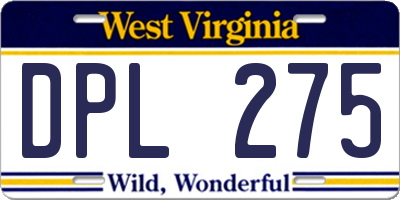 WV license plate DPL275