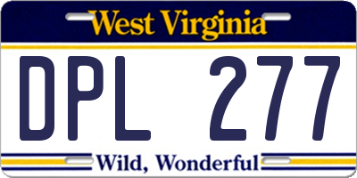 WV license plate DPL277