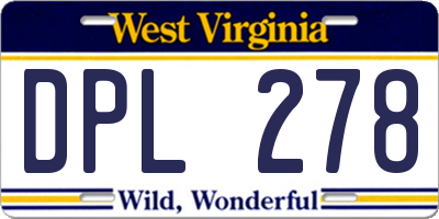 WV license plate DPL278