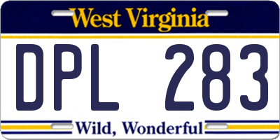 WV license plate DPL283