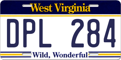 WV license plate DPL284