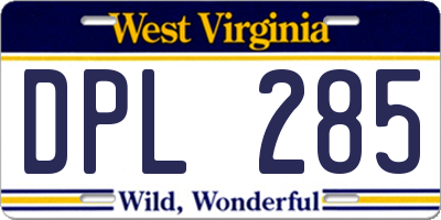 WV license plate DPL285