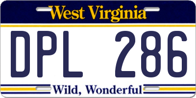 WV license plate DPL286