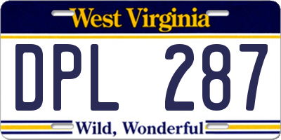 WV license plate DPL287
