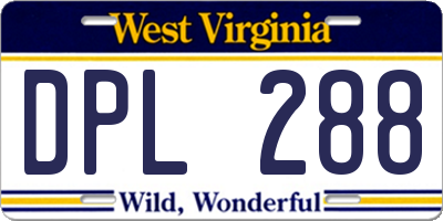 WV license plate DPL288