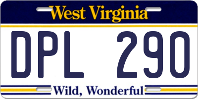 WV license plate DPL290